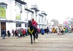 Костюмированная колонна движется на Театральную площадь для открытия Новогодней елки
